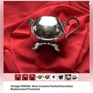 Vintage Oneida silver coffee / Tea creamer cup footed
